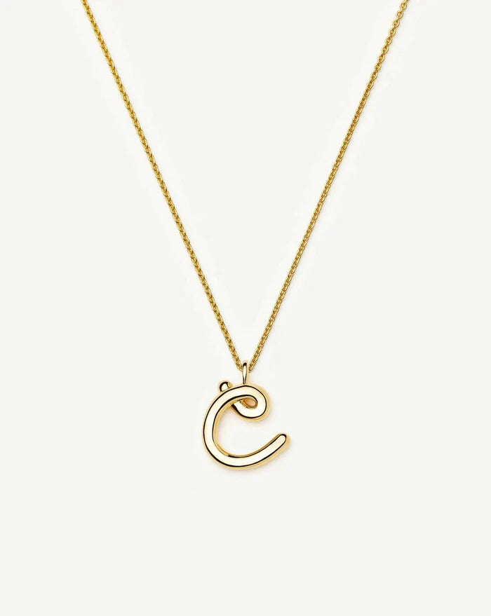 Curly Molten Initial Pendant Necklace - C | 18k Gold Vermeil Necklaces Missoma