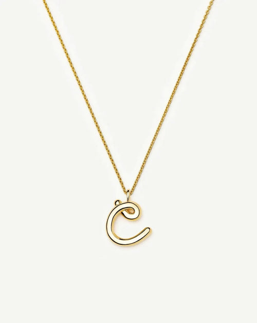 Curly Molten Initial Pendant Necklace - C | 18k Gold Vermeil Necklaces Missoma