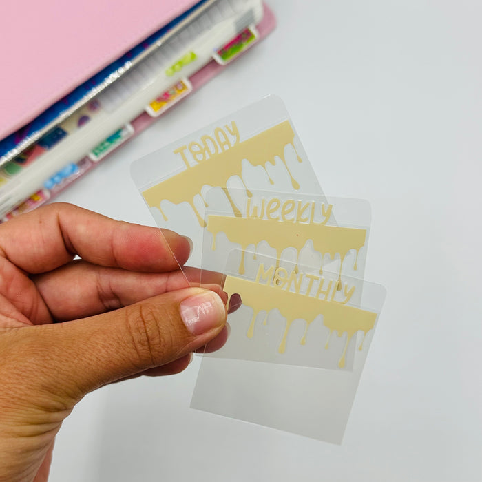 Custom Mini Drip Tab Planner Dividers - TOP TABS