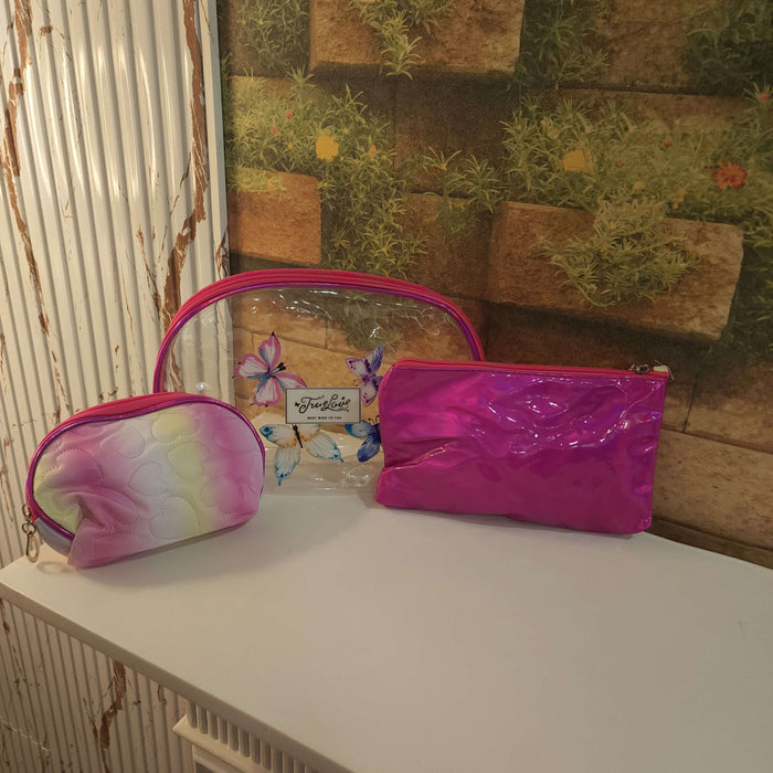D Pink Multi Use Pouch 3 Pcs Set - Maha fashions -  Handbags & Wallets