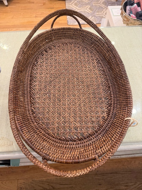 Dark Rattan Serving Tray