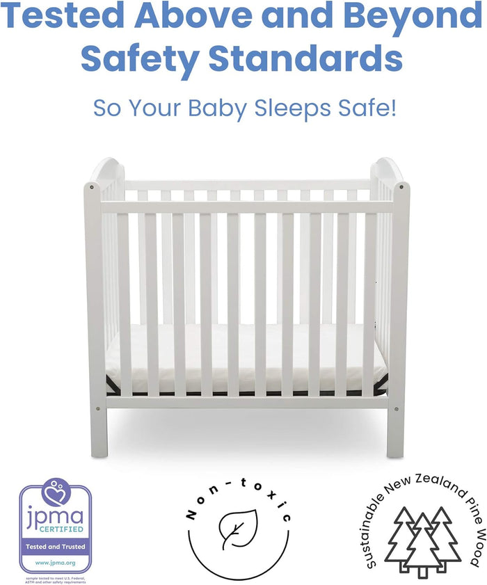 Delta Children Emery Mini Convertible Baby Crib With 2.75inch Mattress Bianca White