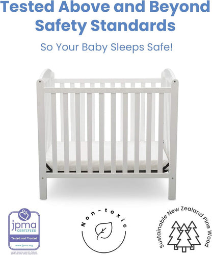 Delta Children Emery Mini Convertible Baby Crib With 2.75inch Mattress Bianca White