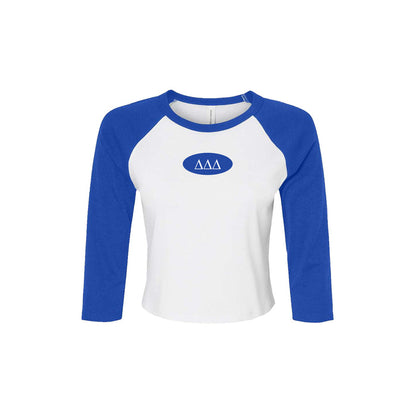 Delta Delta Delta Sorority Raglan Cropped Baby Tee