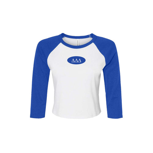 Delta Delta Delta Sorority Raglan Cropped Baby Tee