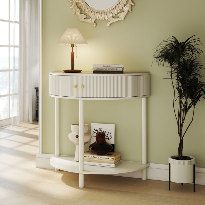 Demi Lune Console Table With 2 Storage Drawers [Online Only]