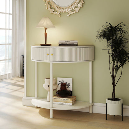 Demi Lune Console Table With 2 Storage Drawers [Online Only]