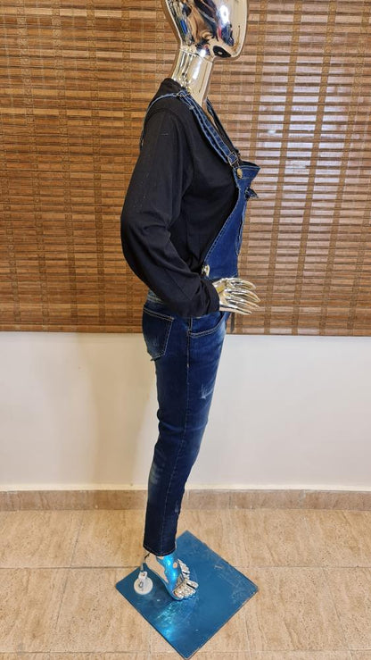 Denim Rompers with adjustable straps - Maha fashions -  Rompers