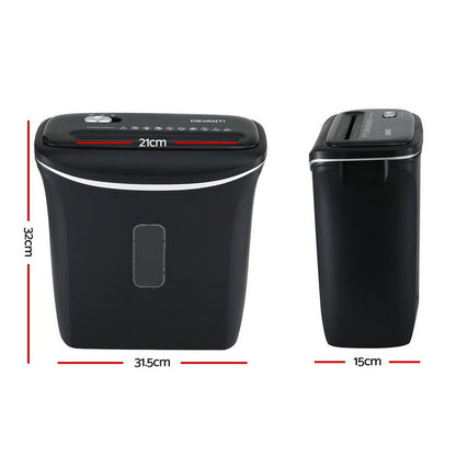 Devanti 12L Cross-Cut Shredder 8-Sheet Paper Home Office Credit Card - Devanti