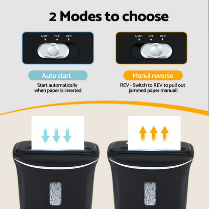 Devanti 12L Cross-Cut Shredder 8-Sheet Paper Home Office Credit Card - Devanti