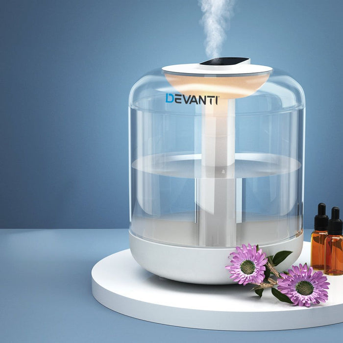 Devanti 1L Air Humidifier Ultrasonic Purifier Aroma Diffuser -Home Living Store - -