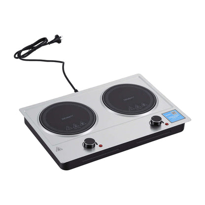 Devanti 2 Hobs Ceramic Cooktop Electric Hot Plate Infrared Knob Control 2400W - Devanti