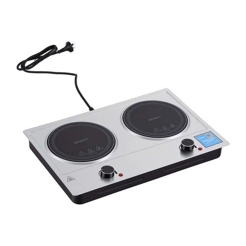 Devanti 2 Hobs Ceramic Cooktop Electric Hot Plate Infrared Knob Control 2400W - Devanti