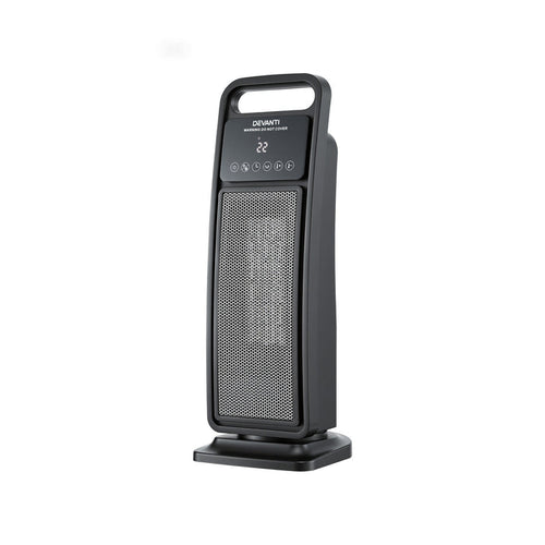 Devanti 2000W Ceramic Tower Heater Space Heaters Indoor Oscillating Black - Devanti
