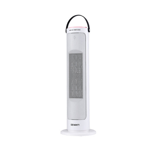 Devanti 2000W Ceramic Tower Heater Space Heaters Oscillating Indoor White - Devanti