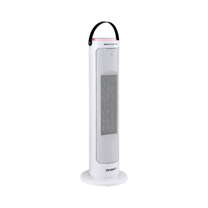 Devanti 2000W Ceramic Tower Heater Space Heaters Oscillating Indoor White - Devanti