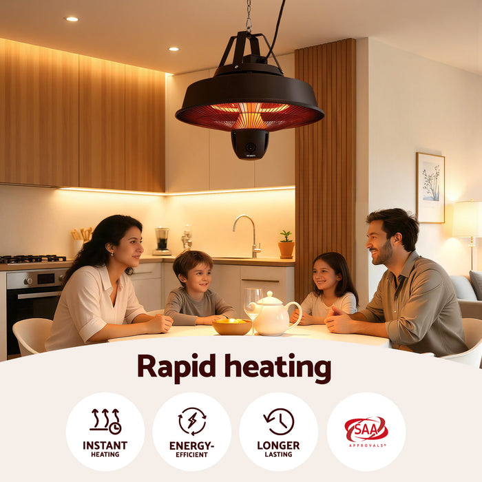Devanti 2000W Electric Patio Heater Ceiling Mounted Hanging Heaters Remote - Devanti