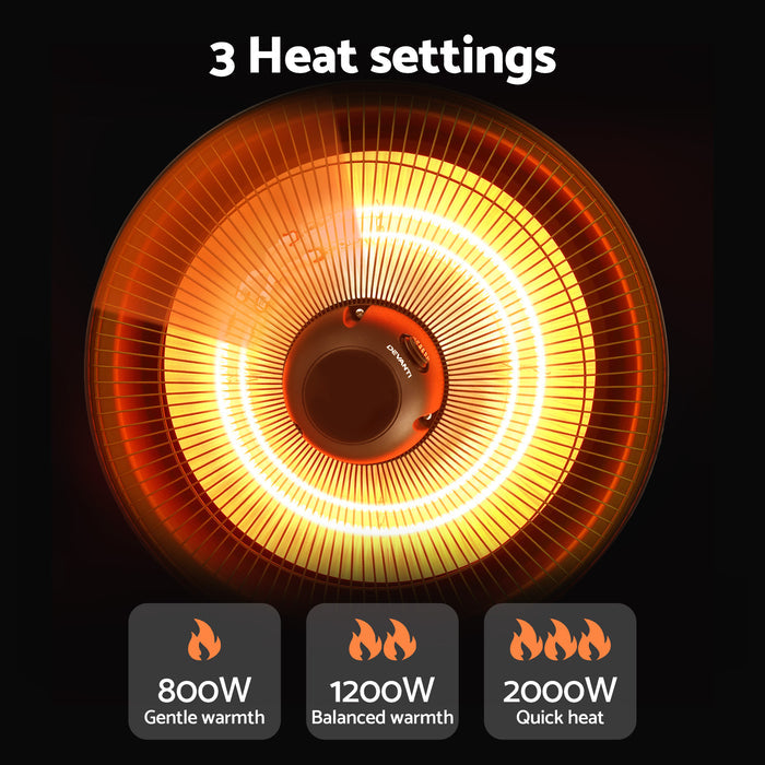 Devanti 2000W Electric Patio Heater Ceiling Mounted Hanging Heaters Remote - Devanti