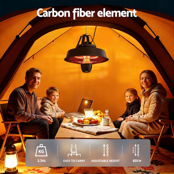 Devanti 2000W Electric Patio Heater Ceiling Mounted Hanging Heaters Remote - Devanti