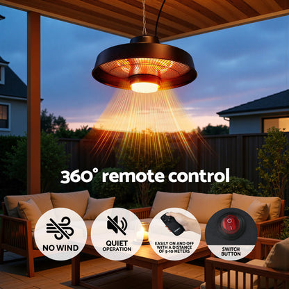 Devanti 2000W Outdoor Electric Patio Heater Ceiling Mount with LED Light Remote - Devanti