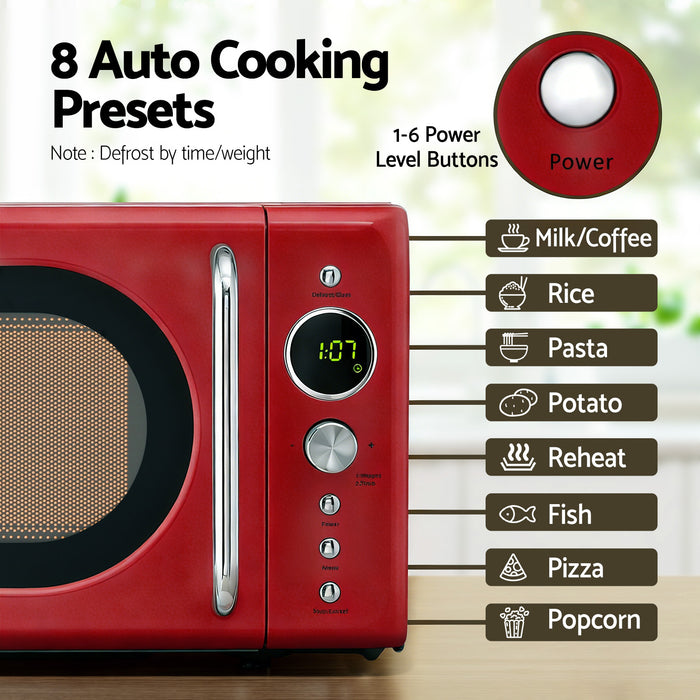 Devanti 20L Microwave Oven 700W Red - Devanti
