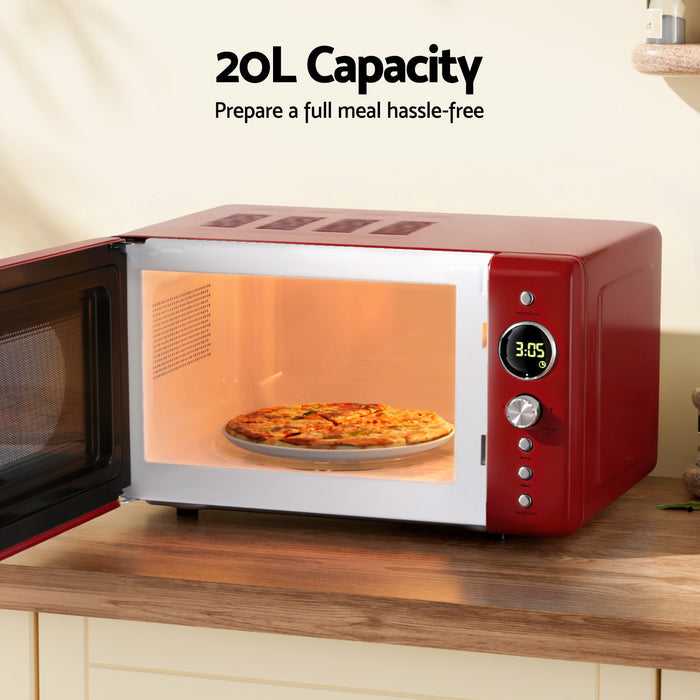 Devanti 20L Microwave Oven 700W Red - Devanti
