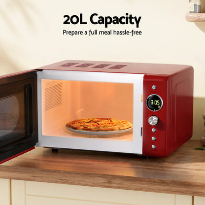 Devanti 20L Microwave Oven 700W Red - Devanti