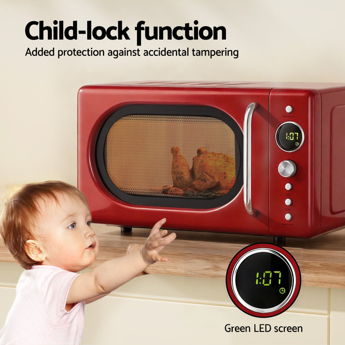 Devanti 20L Microwave Oven 700W Red - Devanti