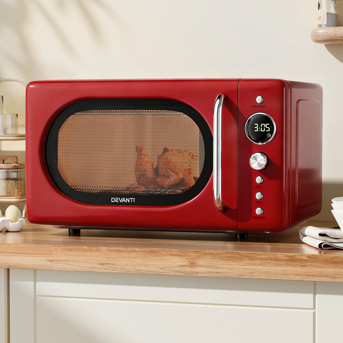 Devanti 20L Microwave Oven 700W Red - Devanti