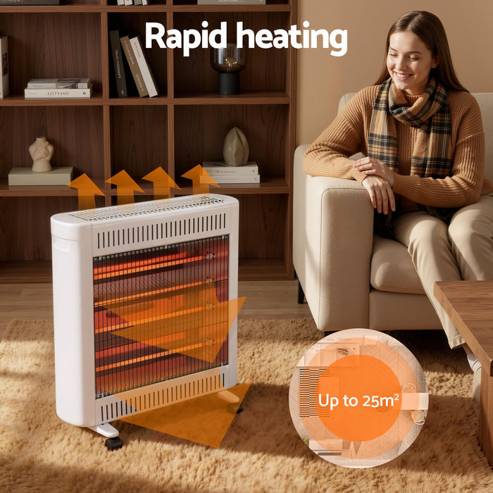 Devanti 2200W Infrared Radiant Heater Portable Electric Space Heating White - Devanti