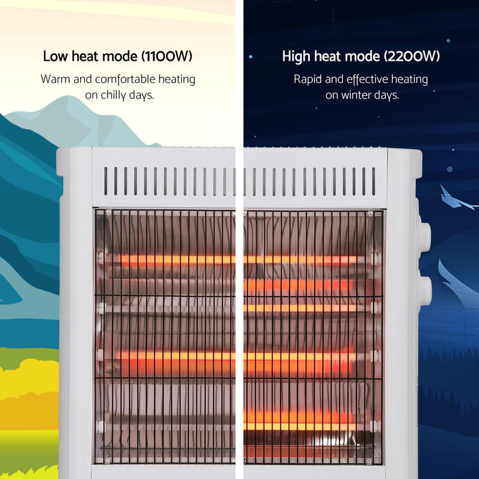 Devanti 2200W Infrared Radiant Heater Portable Electric Space Heating White - Devanti
