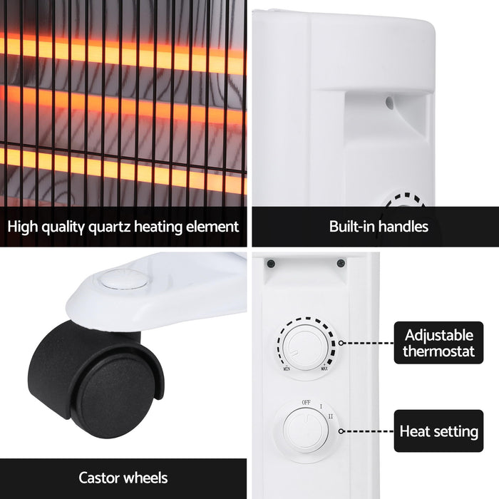 Devanti 2200W Infrared Radiant Heater Portable Electric Space Heating White - Devanti