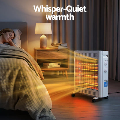 Devanti 2200W Infrared Radiant Heater Portable Electric Space Heating White - Devanti