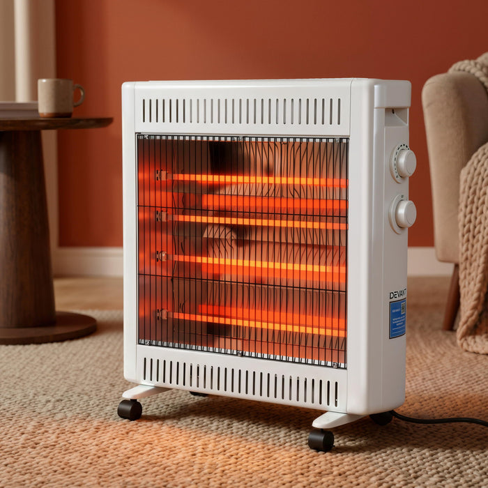 Devanti 2200W Infrared Radiant Heater Portable Electric Space Heating White - Devanti