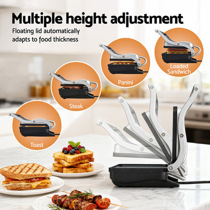 Devanti 3 in 1 Sandwich Maker Steak Press Grill 1000W - Devanti