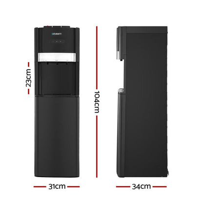Devanti 3 Taps Water Cooler Dispenser Bottom Loading Dispenser Chiller Filter Purifier Black - Devanti
