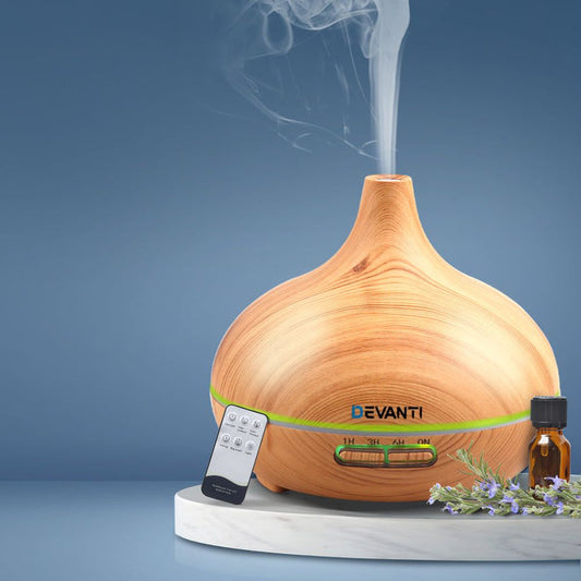 Devanti 300ml 4 in 1 Aroma Diffuser - Light Wood -Home Living Store - -