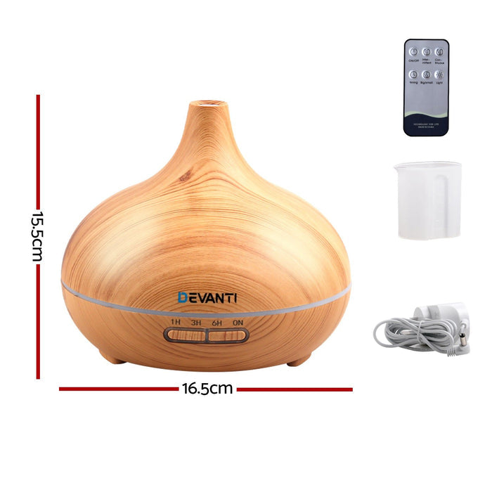 Devanti 300ml 4 in 1 Aroma Diffuser - Light Wood -Home Living Store - -