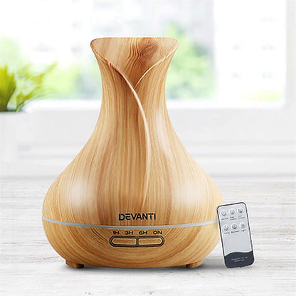 Devanti 400ml 4 in 1 Aroma Diffuser remote control - Light Wood -Home Living Store - -