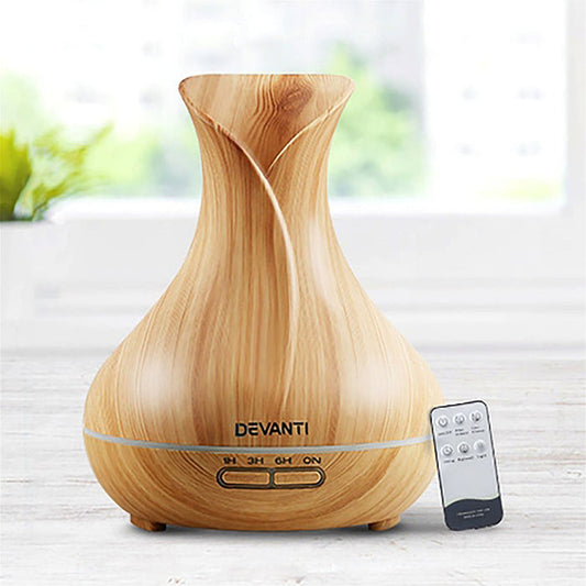 Devanti 400ml 4 in 1 Aroma Diffuser remote control - Light Wood -Home Living Store - -