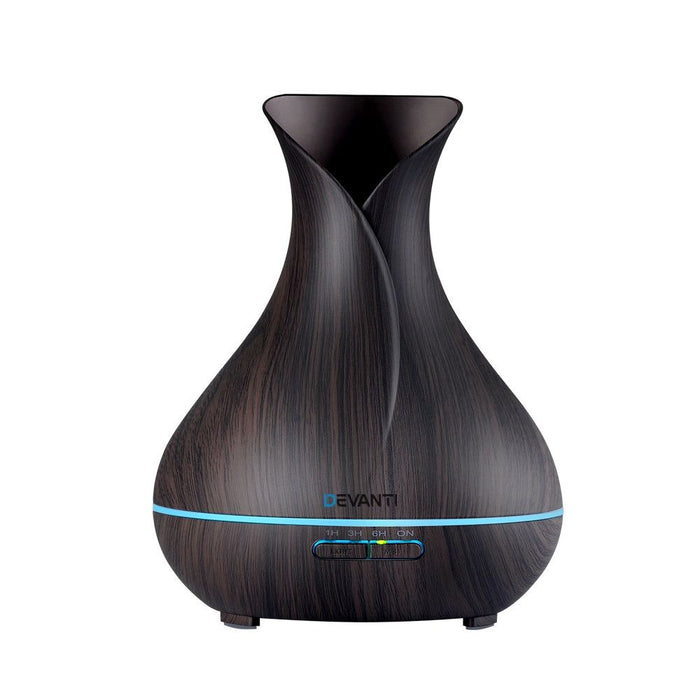 Devanti 400ml 4 in 1 Aroma Diffuser with remote control- Dark Wood -Home Living Store - -