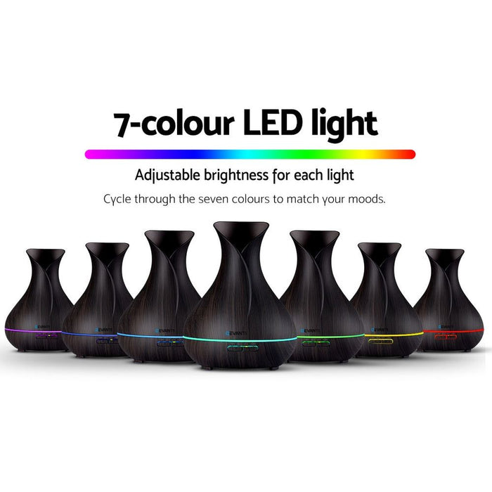 Devanti 400ml 4 in 1 Aroma Diffuser with remote control- Dark Wood -Home Living Store - -