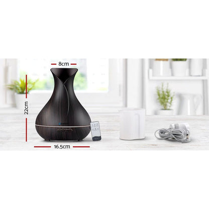 Devanti 400ml 4 in 1 Aroma Diffuser with remote control- Dark Wood -Home Living Store - -