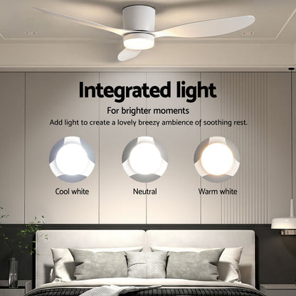 Devanti 52'' Ceiling Fan 3 Blades DC Motor w/Light w/Remote White - Devanti