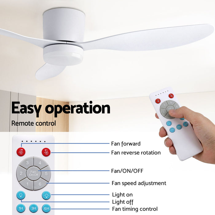 Devanti 52'' Ceiling Fan 3 Blades DC Motor w/Light w/Remote White - Devanti