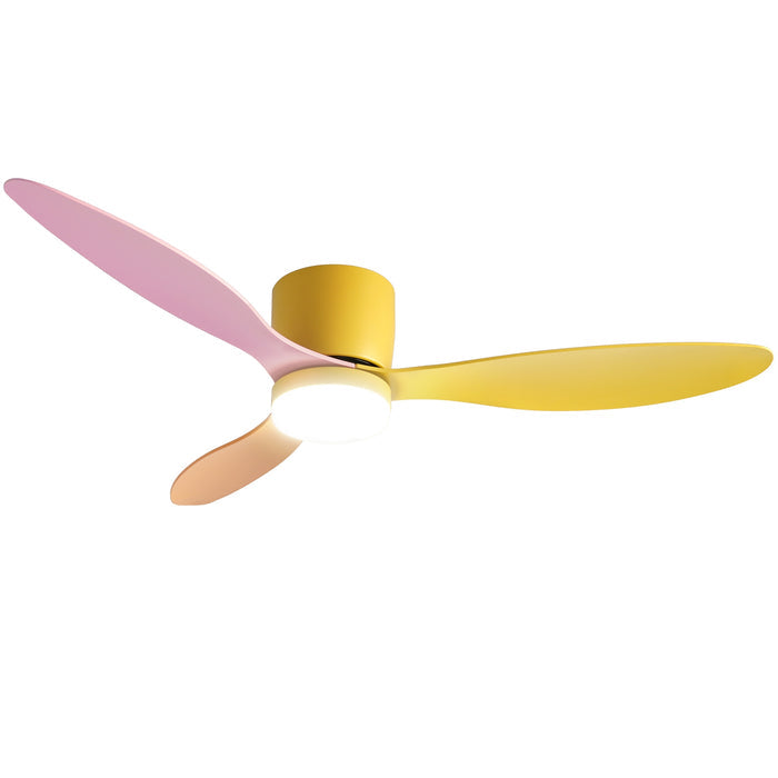 Devanti 52'' Ceiling Fan 3 Blades DC Motor w/Light w/Remote Yellow Pink Orange - Devanti