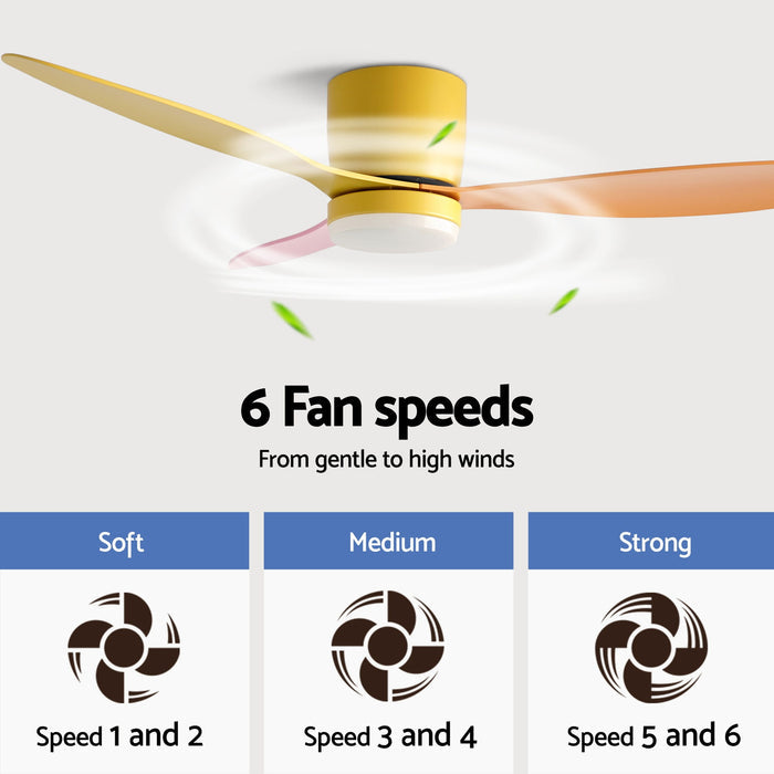 Devanti 52'' Ceiling Fan 3 Blades DC Motor w/Light w/Remote Yellow Pink Orange - Devanti