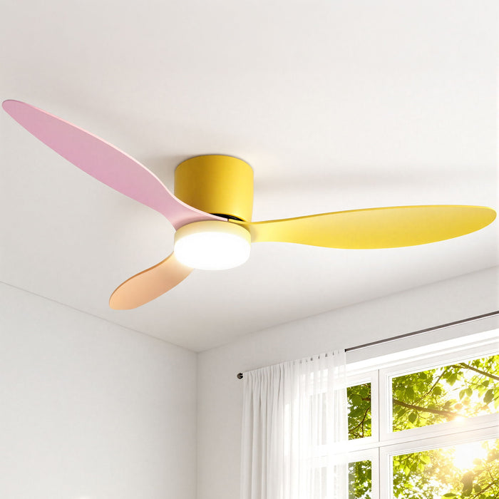 Devanti 52'' Ceiling Fan 3 Blades DC Motor w/Light w/Remote Yellow Pink Orange - Devanti