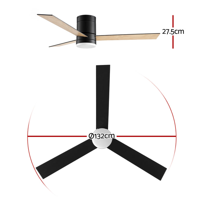 Devanti 52'' Ceiling Fan 3 Blades Double-sided DC Motor w/Light w/Remote Light Wood and bLack - Devanti