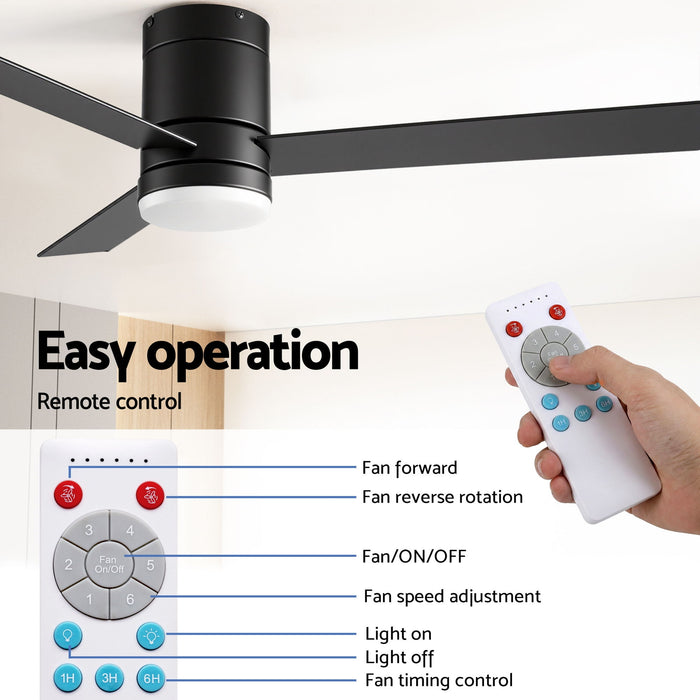 Devanti 52'' Ceiling Fan 3 Blades Double-sided DC Motor w/Light w/Remote Light Wood and bLack - Devanti